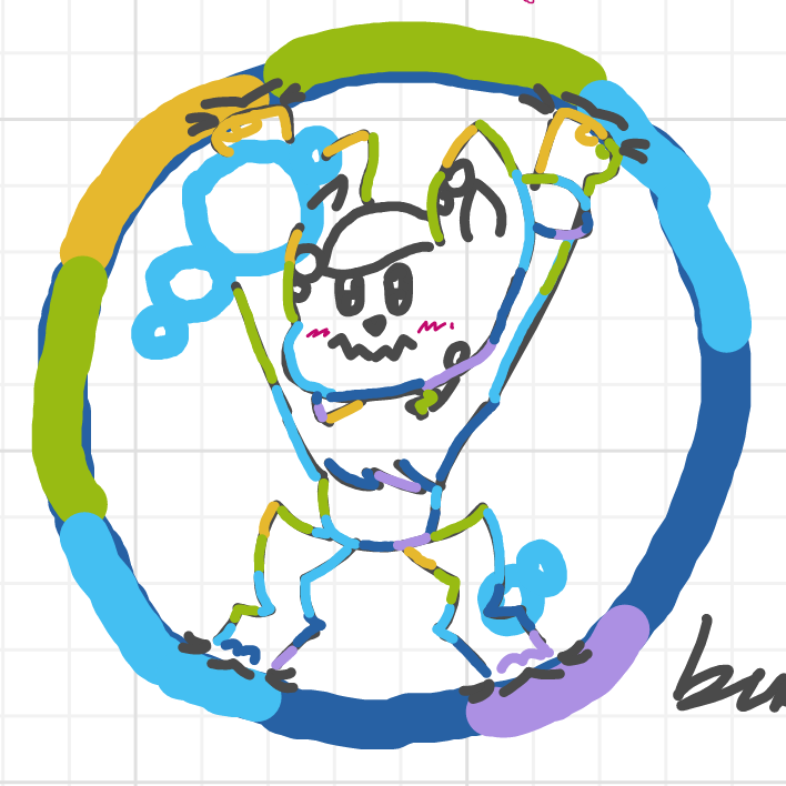 A picture of Bubbles stretching out a bubble from the inside.