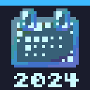 A calendar icon made of soap bubbles. The text "2024" is seen below.