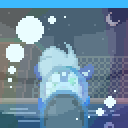 Volaire, 2chaotic's character, gives a smug look while blowing a bubble towards the viewer. The viewer has a bubble obscuring their vision and a bubble clamping their black maw shut.